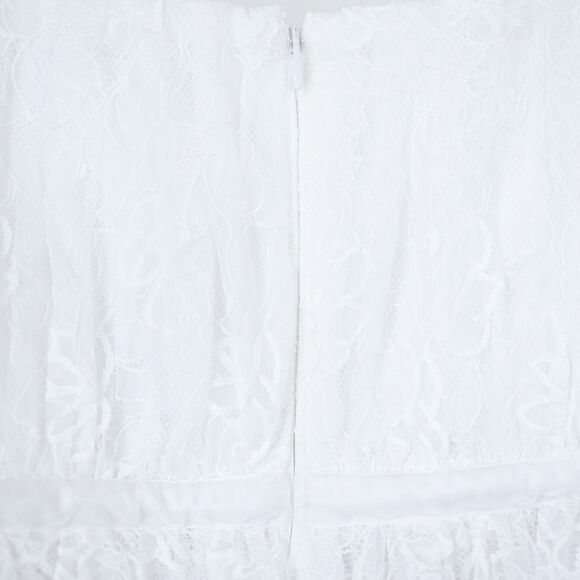 NEW Sau Lee Selena White Lace Midi Bridal Wedding Rehearsal Dress Size 12 - Picture 9 of 13